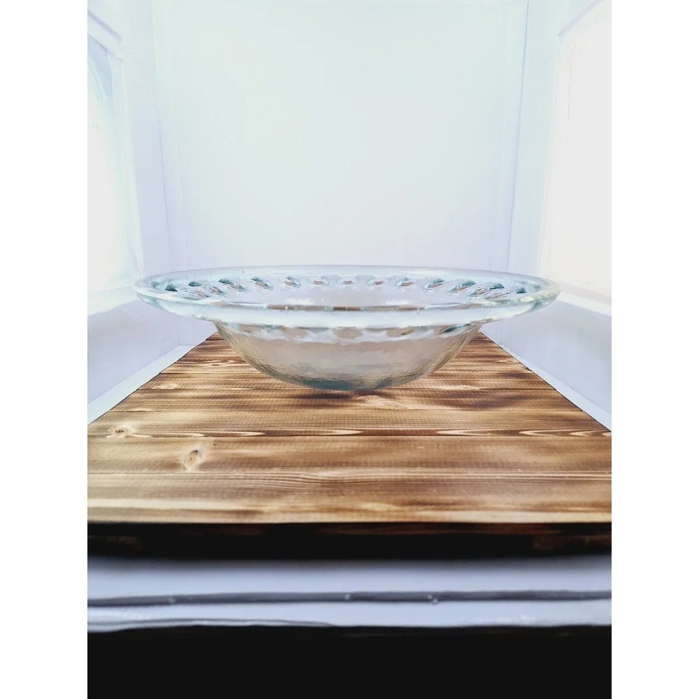 Openwork Recycled‎ Art Glass Bowl by Couronne Co-Reticulated Rim -Made In Spain